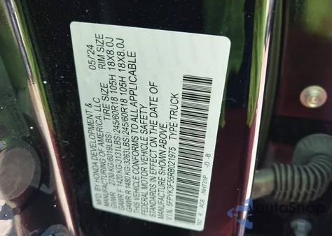 2024 Honda Ridgeline Rtl из США, поврежденный, VIN 5FPYK3F56RB021975